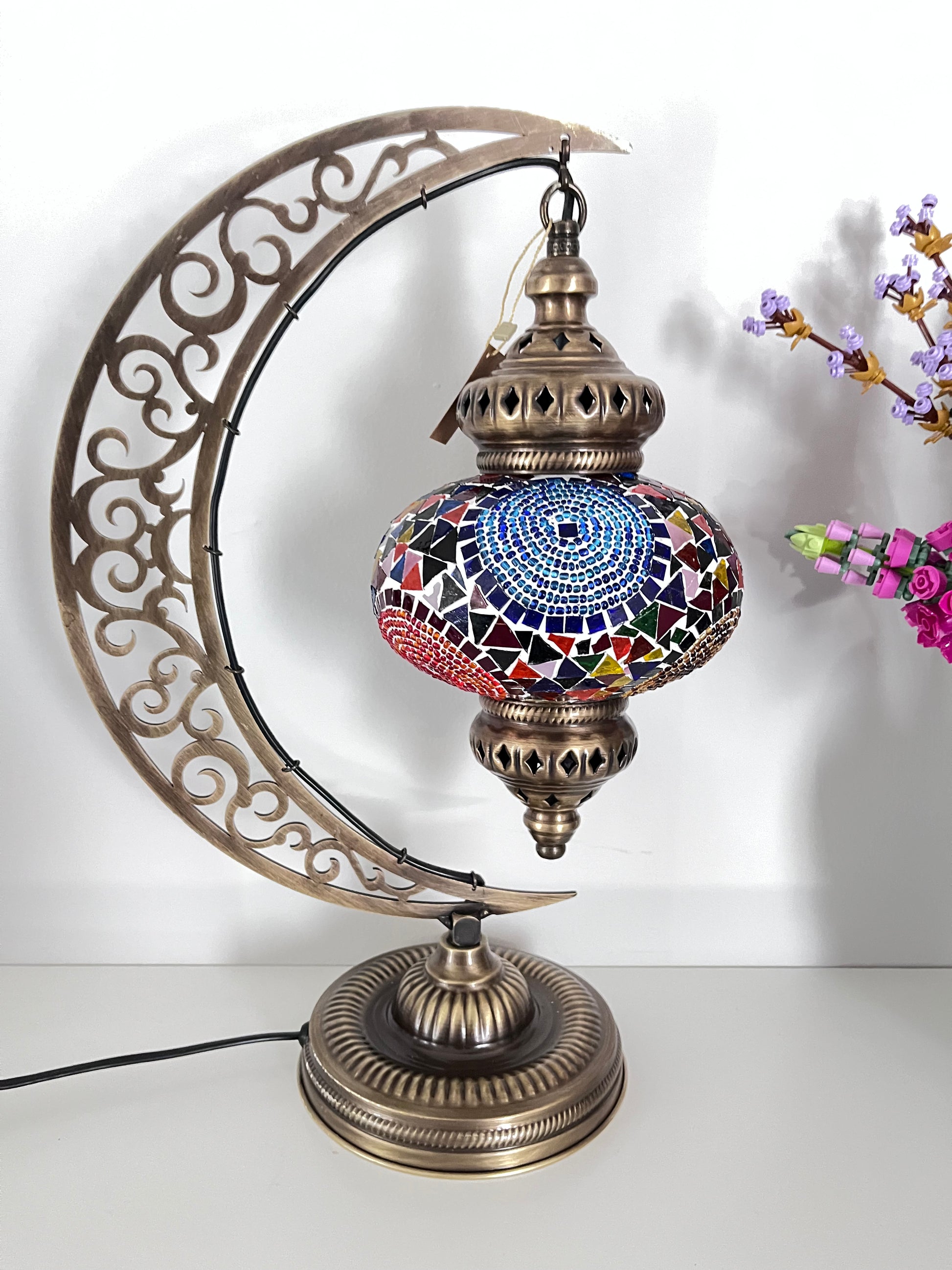 Turkish Moon Desk Lamp, Turkish Bedside Lamp, Moroccan Mosaic