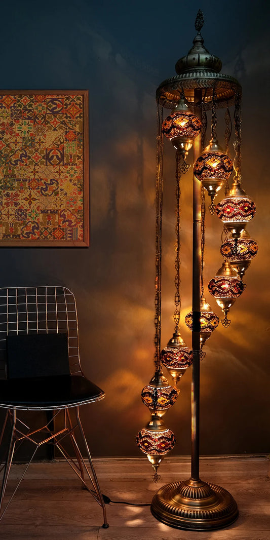 9 Globe Handmade Mosaic Floor Lamp